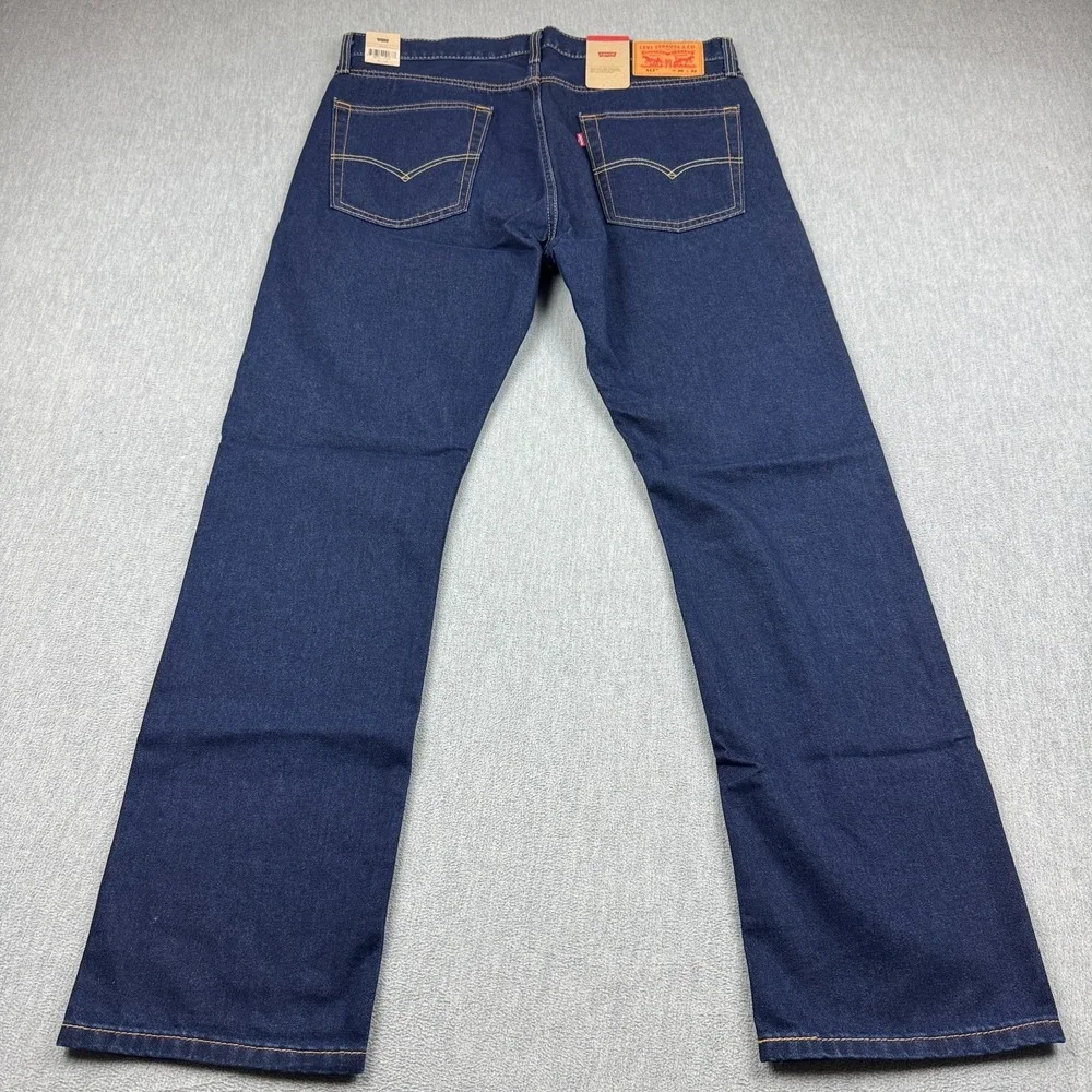 Levis 513 Jeans Mens 36x32 Blue Slim Straight Medium Wash Stretch Denim NWT‎